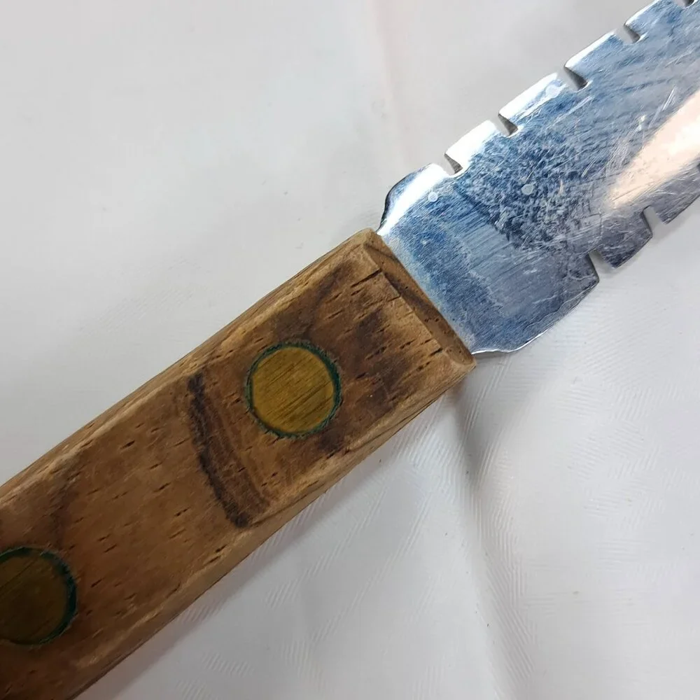Vintage Robinson Stainless Serrated‎ Curved Grapefruit Knife Wood Handle USA